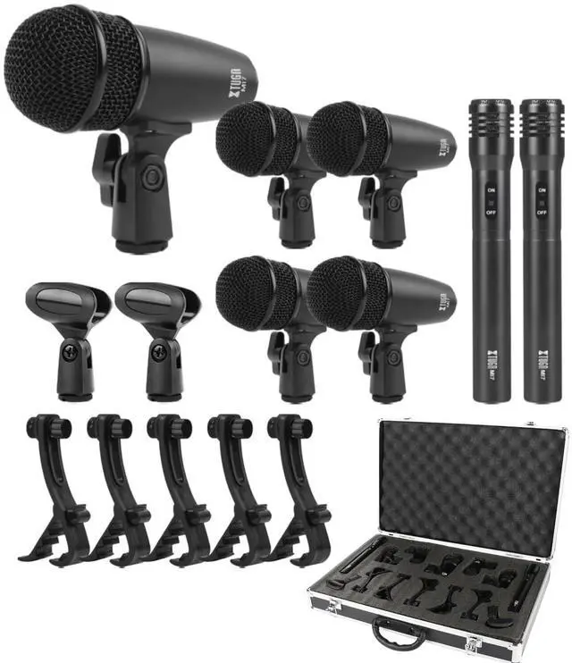 Main image of MI7 Drum Microphone Kit,7 Pieces Metal Wired Dynamic Drum Mic Set | Kick Bass Drum,Tom/Snare Cymbals Microphone with Thread Clips,Carrying Case,Holders for Stage Performances/Studio Recording