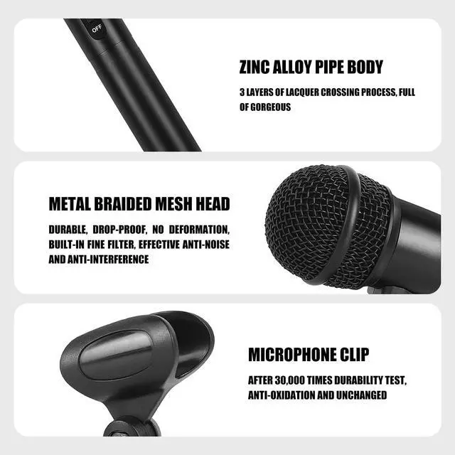 Alt view image 2 of 7 - MI7 Drum Microphone Kit,7 Pieces Metal Wired Dynamic Drum Mic Set | Kick Bass Drum,Tom/Snare Cymbals Microphone with Thread Clips,Carrying Case,Holders for Stage Performances/Studio Recording