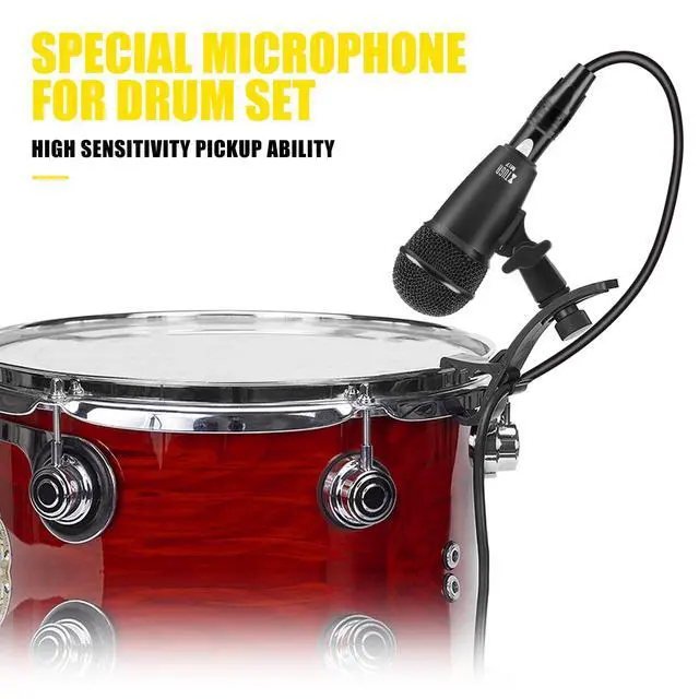 Alt view image 6 of 7 - MI7 Drum Microphone Kit,7 Pieces Metal Wired Dynamic Drum Mic Set | Kick Bass Drum,Tom/Snare Cymbals Microphone with Thread Clips,Carrying Case,Holders for Stage Performances/Studio Recording
