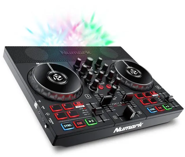 Main image of Party Mix Live DJ Controller with Built-in Lights and Speakers | 2-Deck, DJ Mixer, Touch-Capacitive Wheels, Integrated Audio Interface, and Serato DJ Lite