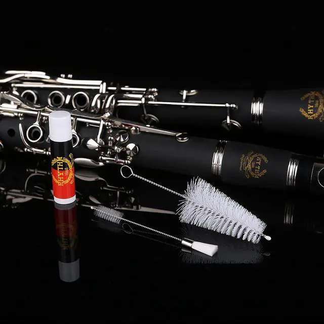 Alt view image 7 of 7 - Bb Clarinet 17 Nickel Keys Woodwind Band & Orchestra Musical Instruments for Beginners Includes Case, Stand, 10 Reeds and Cleaning Kit-Black/Silver keys