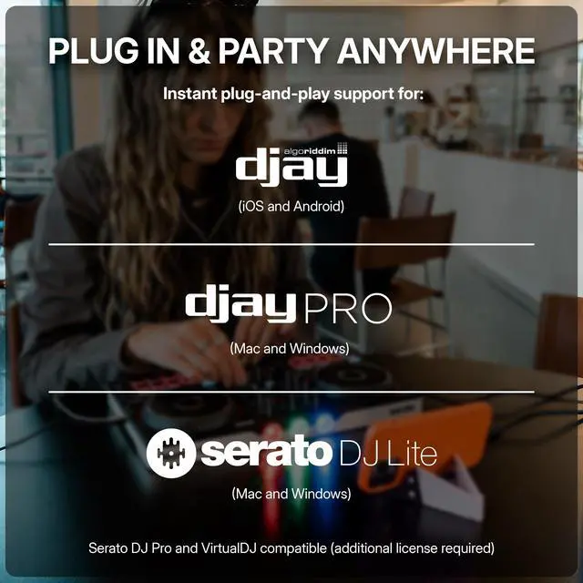 Alt view image 6 of 7 - Party Mix III Bluetooth DJ Controller with Built-in Lights | Beat Assist, Smart Fader, 16 Pads, 2 Deck DJ Mixer, Stems Control, USB-C, Serato DJ Lite and Algoriddim djay Included