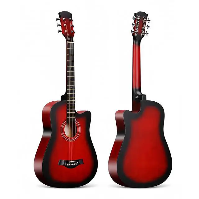 Alt view image 4 of 5 - 38inch Wood Acoustic Guitar for Adults, 6 Steel-String Acoustic Guitar With Guitar Bag, Elementary Tutorial of Folk Guitar for Beginners