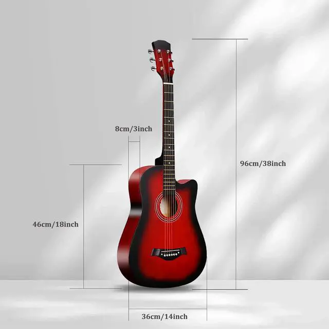 Alt view image 4 of 6 - 38'' Wood Acoustic Guitar for Adults, 6 Steel-String Acoustic Guitar With Guitar Bag and Beginner Kits for Beginner