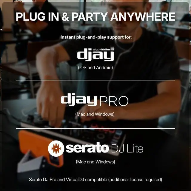 Alt view image 6 of 7 - MixTrack Go Compact Bluetooth DJ Controller with Stems Control | 2-Deck DJ Mixer, for Beginners & Mobile DJs, Smart Fader, USB-C, Serato DJ Lite & Algoriddim djay Included, Gen 4
