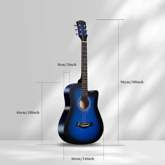 Alt view image 5 of 5 - 38'' Wood Acoustic Guitar for Adults, 6 Steel-String Acoustic Guitar With Guitar Bag and Beginner Kits for Beginner