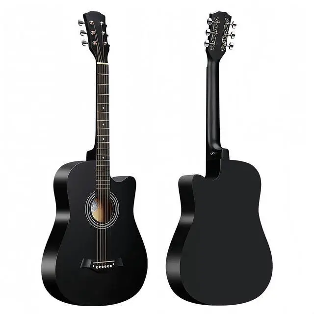Alt view image 2 of 5 - 38inch Wood Acoustic Guitar, 6 Steel-String Acoustic Guitar With Guitar Bag, Elementary Tutorial of Folk Guitar for Beginners and Adults. (Black)