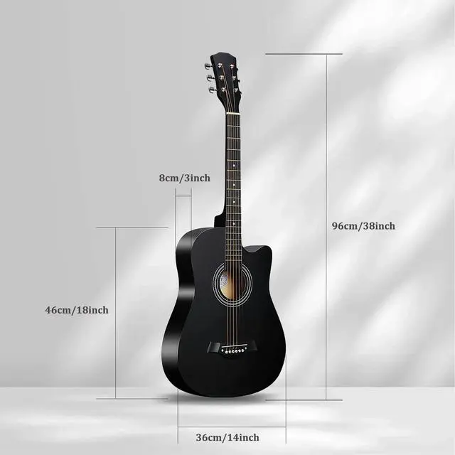 Alt view image 4 of 6 - 38'' Wood Acoustic Guitar for Adults, 6 Steel-String Acoustic Guitar With Guitar Bag and Beginner Kits for Beginner