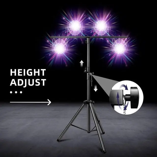 Alt view image 2 of 7 - DJ Lights Stand 2 Pack, Heavy Duty DJ Stand, Portable Par Can Tripod Stage Light Stand Adjustable Height 41-95 Inch, DJ Lighting T Bar Suitable for Stages, Bar, Banquet, Party