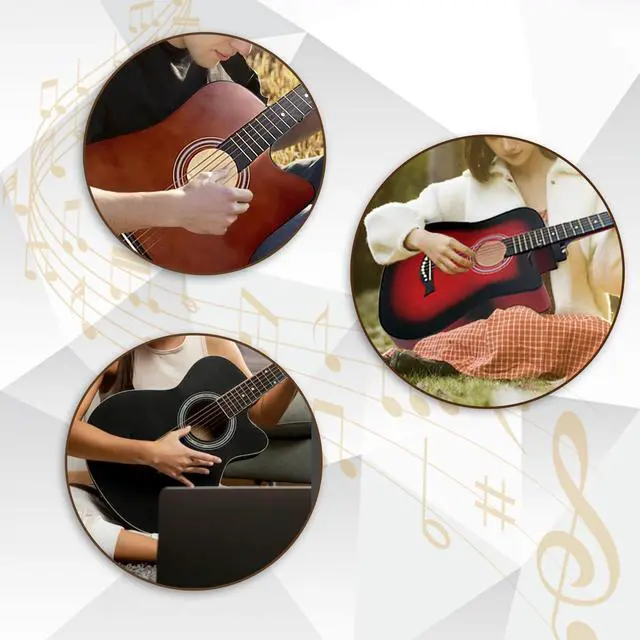 Alt view image 6 of 6 - 38'' Wood Acoustic Guitar for Adults, 6 Steel-String Acoustic Guitar With Guitar Bag and Beginner Kits for Beginner