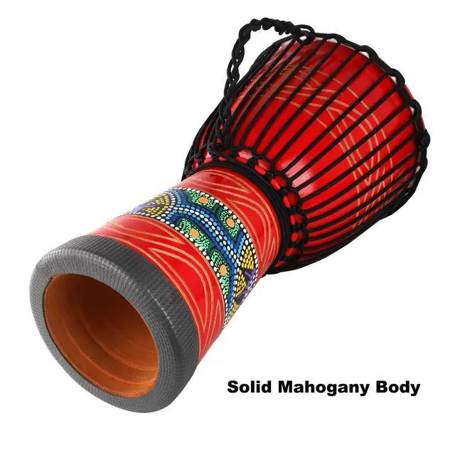 Alt view image 5 of 6 - Djembe Drum African Drum for Adults,10'' x 20'' Mahogany Goatskin Drumhead Hand Drums Gift for Beginner (Red)