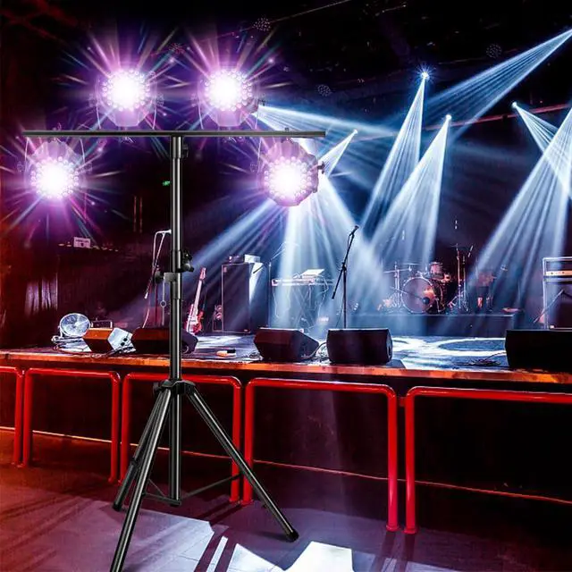 Alt view image 6 of 7 - DJ Lights Stand 2 Pack, Heavy Duty DJ Stand, Portable Par Can Tripod Stage Light Stand Adjustable Height 41-95 Inch, DJ Lighting T Bar Suitable for Stages, Bar, Banquet, Party