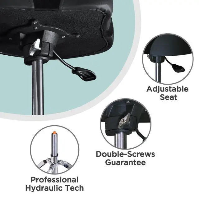 Alt view image 5 of 7 - Drum Throne, 4" Padded Drum Stool, Hydraulic Drum Seat Height Adjustable, Heavy Duty Motorcycle Style Drum Chair, Airlift Guitar Chair, Drumming Stools with Anti-Slip Feet for Adults Drummers