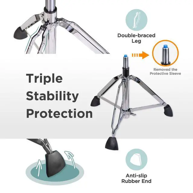 Alt view image 7 of 7 - Drum Throne, 4" Padded Drum Stool, Hydraulic Drum Seat Height Adjustable, Heavy Duty Motorcycle Style Drum Chair, Airlift Guitar Chair, Drumming Stools with Anti-Slip Feet for Adults Drummers