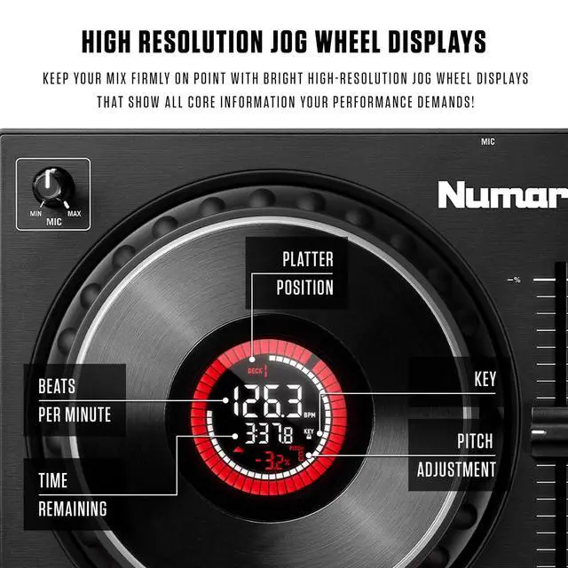 Alt view image 7 of 7 - Mixtrack Platinum FX Serato DJ Controller with Jog Wheel Displays, 4 Decks, Mixer, Effects Paddles and Audio Interface