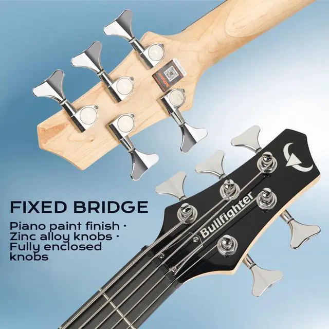 Alt view image 6 of 7 - Electric Bass Guitar 5 Strings Full-Size Standard Solid Wood Electric Bass, Ripple Elm Wood Body, Flowing Water Wave Design, Each Guitar Has Unique Grain, A True Piece of Art DB120