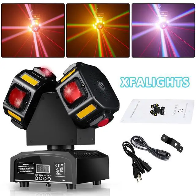 Alt view image 5 of 7 - LED Moving Head Dj Lights 8 LEDs DJ Lighting RGB Beam Rotating Stage Lights Strobe & Star Effect with Sound Activated DMX 512 for Party Concert Festival Show