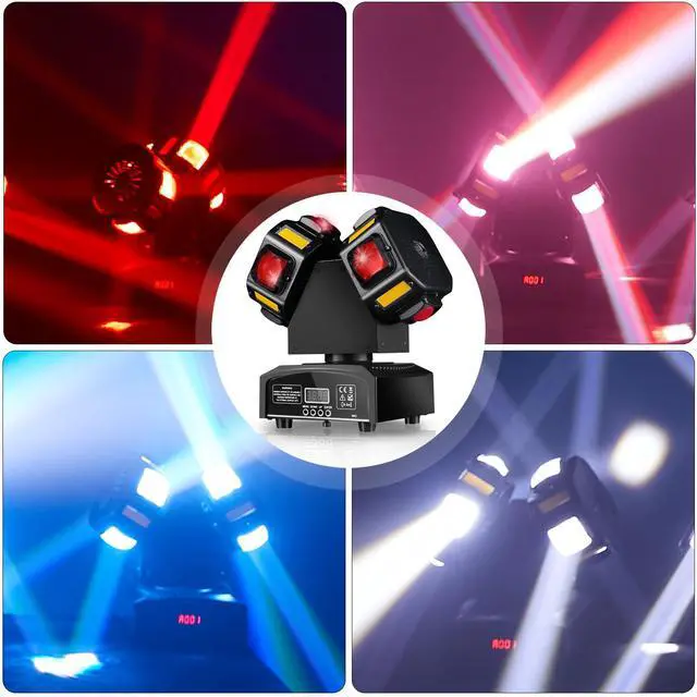 Alt view image 6 of 7 - LED Moving Head Dj Lights 8 LEDs DJ Lighting RGB Beam Rotating Stage Lights Strobe & Star Effect with Sound Activated DMX 512 for Party Concert Festival Show