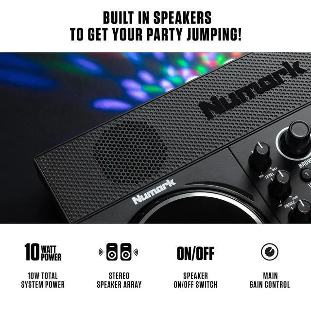 Alt view image 3 of 7 - DJ Controller Bundle - DJ Set with Built in Speakers, Party Lights, DJ Mixer, Audio Interface and DJ Headphones - Party Mix Live and HF175