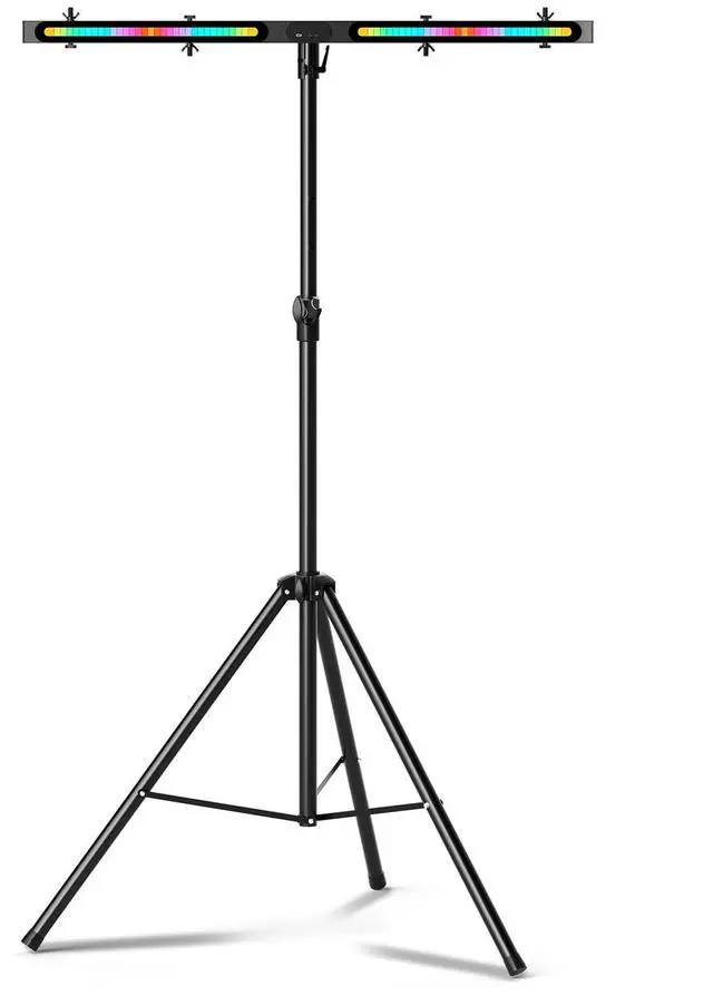 Main image of DJ Lights Stand, Heavy Duty DJ Stand T Bar with Light, 55-100 Inch Portable Par Can Tripod Stage Light Stand Adjustable Height, 12 in 1 RGB Rechargeable T-Bar for Stages, Banquet, Party