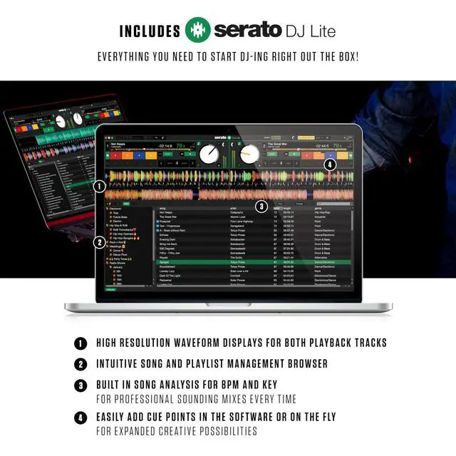 Alt view image 4 of 7 - Mixtrack Pro FX Serato DJ Controller with 2 Decks, Mixer, Effects Paddles and Audio Interface