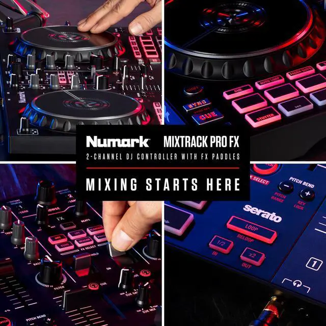 Alt view image 7 of 7 - Mixtrack Pro FX Serato DJ Controller with 2 Decks, Mixer, Effects Paddles and Audio Interface