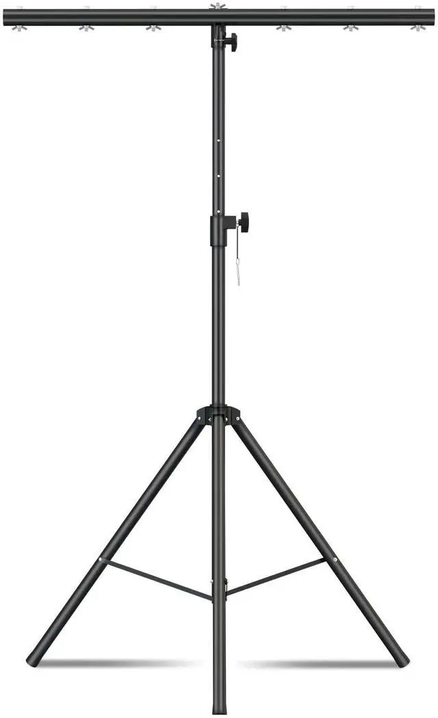 Main image of DJ Lights Stand with Round T Bar, Heavy Duty Par Can Tripod for 7 Lights Stage Light Stand Adjustable Height 55-100 Inch, DJ Lighting Suitable for Stages, Bar, Banquet, Party