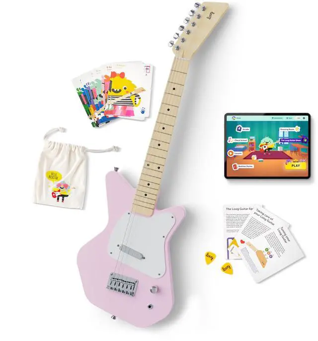 Main image of Pro VI Electric kids real guitar for Beginners Ages 9+ Learning app & lessons included (Pink)