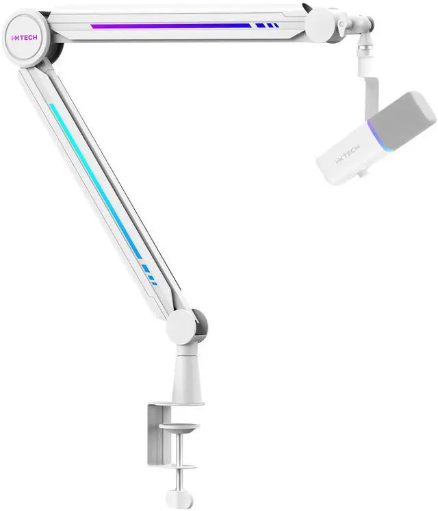 Main image of RGB Mic Boom Arm High Profile, Overhead Boom Arm Microphone Stand Desk Mount, Adjustable Microphone Stand with Desk Mount, Mic Arm for Live Streaming Gaming Podcasting Recording
