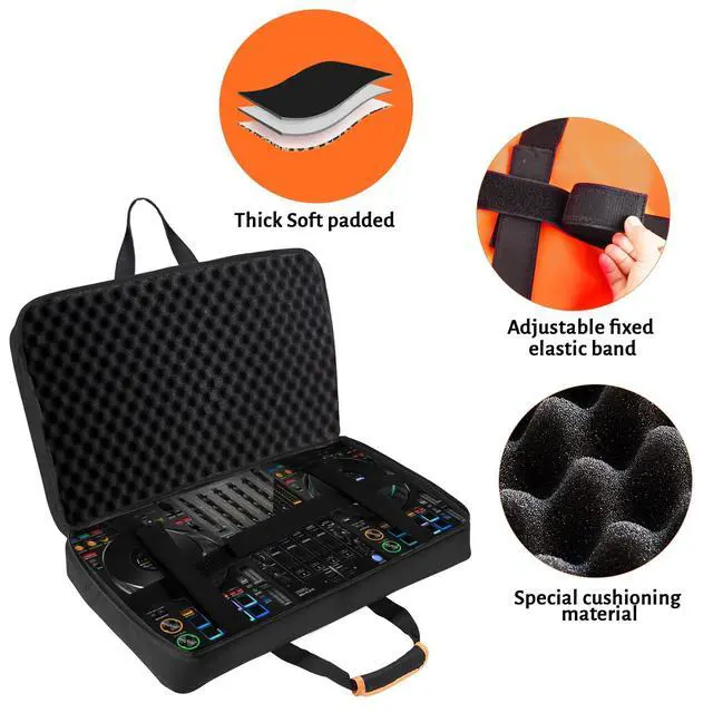 Alt view image 7 of 7 - DJ Controller Case for DDJ-FLX10/ 1000/REV7/REV5/800/ FLX6 AlphaTheta DDJ-GRV6 With Thick EVA Padding, Adjustable Shoulder Strap,Fits Up to 15.6" Laptops Perfect for DJ and Music Producers