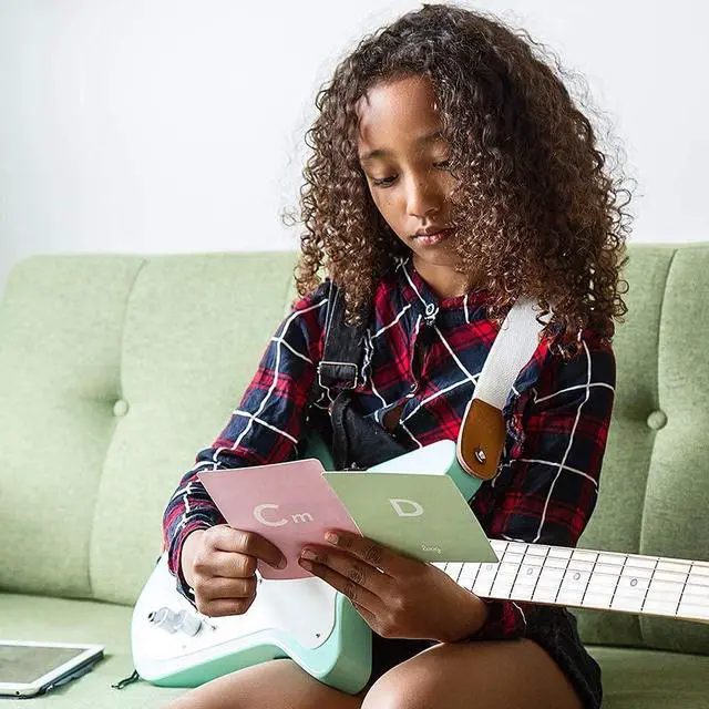 Alt view image 5 of 6 - Pro VI Electric kids real guitar for Beginners Ages 9+ Learning app & lessons included (Green)