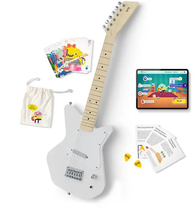 Main image of Pro VI Electric kids real guitar for Beginners Ages 9+ Learning app & lessons included (White)
