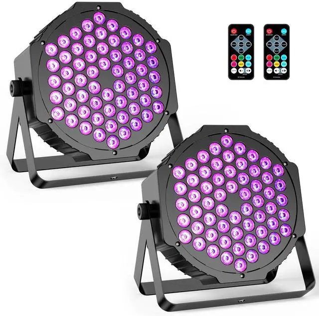 Main image of 60LEDs 90W RGB DJ Par Lights for Home Party 2-Pack | Remote DMX512 Sound Activated Control. Uplights for Events Wedding Church Concert Worldcup Bar Nightclub Stage Band Live Show