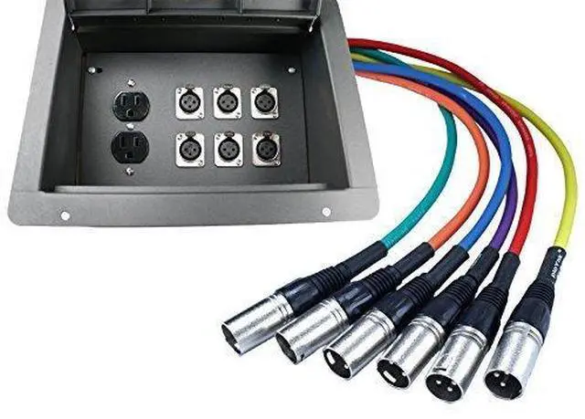 Main image of Pro Audio Stage Recessed Floor Box with 110v Electric and XLR Connections (6 XLR, Pre Wired)