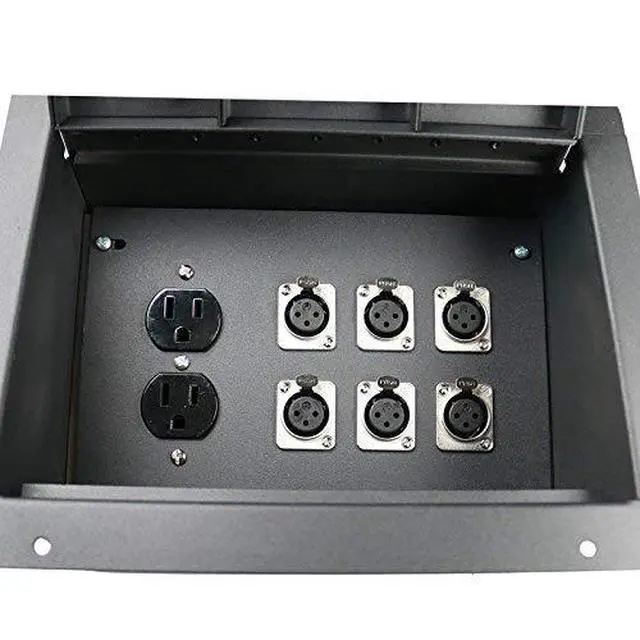 Alt view image 2 of 4 - Pro Audio Stage Recessed Floor Box with 110v Electric and XLR Connections (6 XLR, Pre Wired)