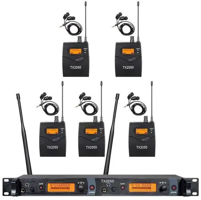 Main image of Wireless in Ear Monitor System 2 Channel 5 Bodypacks Monitoring in Studio Monitor UHF Transmitter Frequency Monitoring Type for Stage Church Band Musicians School