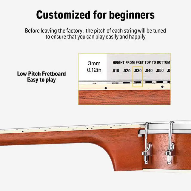 Alt view image 4 of 7 - Banjolele 4 String Banjo Ukulele kit Stringed Musical Instruments for Adult Beginner with Banjo Tuners, Gig Bag, Picks, Skeleton 23 Inch Sapele