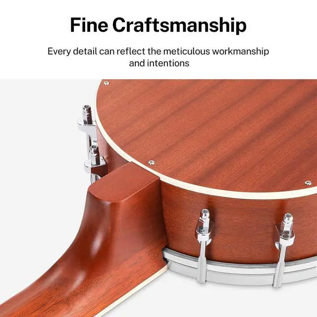 Alt view image 6 of 7 - Banjolele 4 String Banjo Ukulele kit Stringed Musical Instruments for Adult Beginner with Banjo Tuners, Gig Bag, Picks, Skeleton 23 Inch Sapele