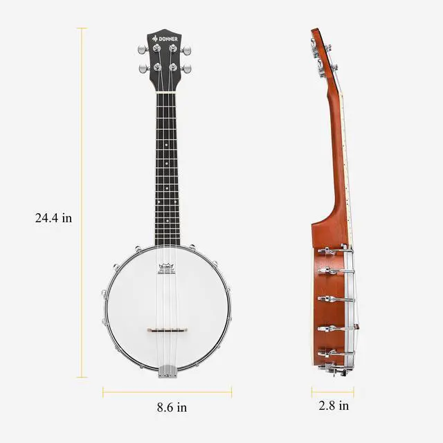 Alt view image 7 of 7 - Banjolele 4 String Banjo Ukulele kit Stringed Musical Instruments for Adult Beginner with Banjo Tuners, Gig Bag, Picks, Skeleton 23 Inch Sapele