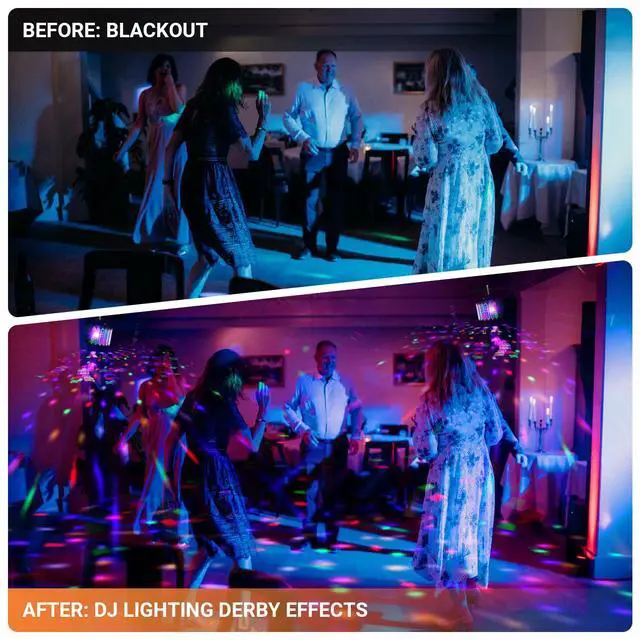 Alt view image 2 of 7 - DJ Disco Party Light: Compact Derby Effect | RGBW Beam Output Through 48 Lenses - Remote Sound Activated DMX Control - Easy Setup Great for Dance Wedding Gig Band Mobile Karaoke Bar Club Home Party