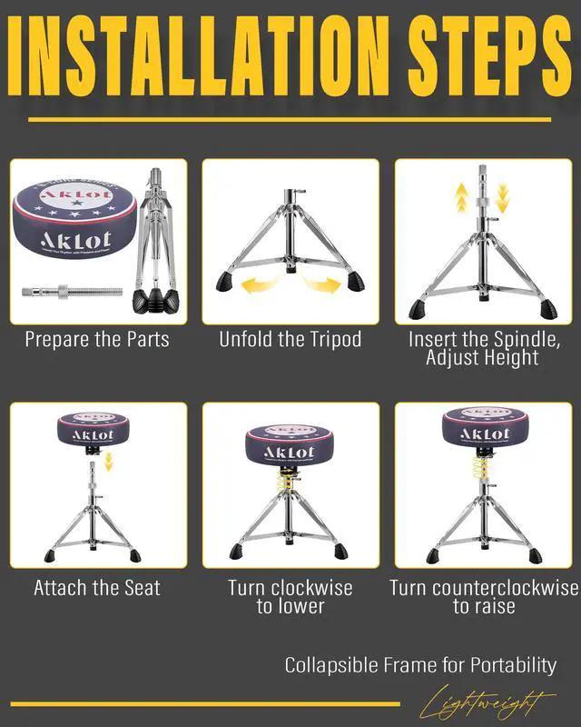 Alt view image 7 of 7 - Graphic Round-Top Drum Throne: Height Adjustable Drum Stool, with Thickened Sponge Seat, Bold Yet Edgy Graphic Throne, 5A and 7A Drumsticks, Sturdy Tripod Base with Non-Slip Rubber Feet (TR-ST)
