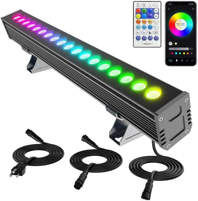 Main image of Smart Wall Washer Light Bar 20in RGBCW Linkable Waterproof LED Light for Indoors/Outdoors with App/Voice Control, 16M Colors, Dimmable, Music Sync, 50 Scene Modes, Timer, AC120V