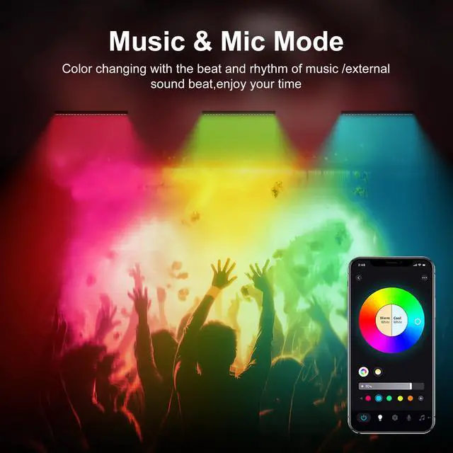 Alt view image 7 of 7 - Smart Wall Washer Light Bar 20in RGBCW Linkable Waterproof LED Light for Indoors/Outdoors with App/Voice Control, 16M Colors, Dimmable, Music Sync, 50 Scene Modes, Timer, AC120V