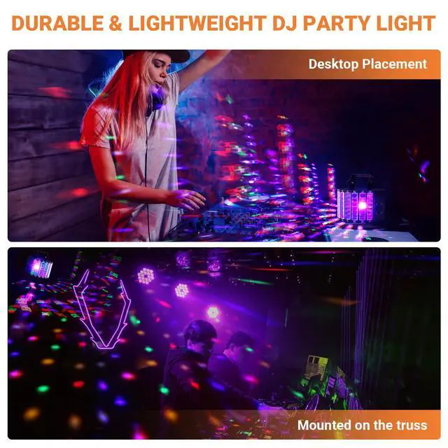Alt view image 5 of 7 - DJ Disco Party Light: Compact Derby Effect | RGBW Beam Output Through 48 Lenses - Remote Sound Activated DMX Control - Easy Setup Great for Dance Wedding Gig Band Mobile Karaoke Bar Club Home Party