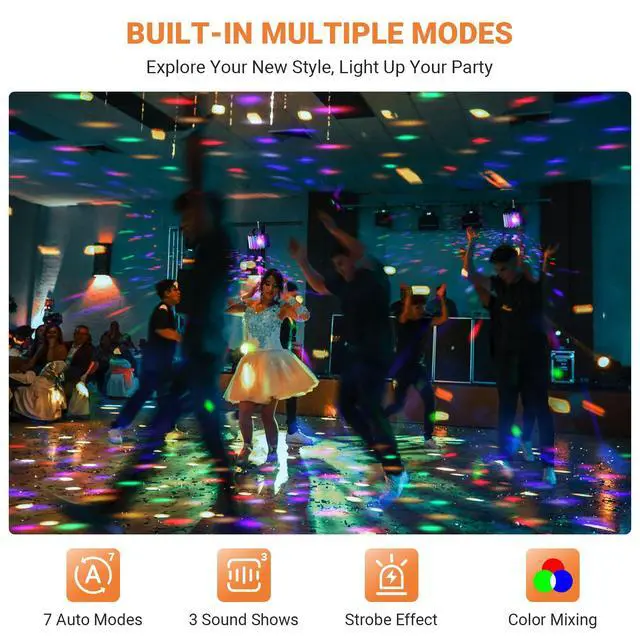 Alt view image 4 of 7 - DJ Disco Party Light: Compact Derby Effect | RGBW Beam Output Through 48 Lenses - Remote Sound Activated DMX Control - Easy Setup Great for Dance Wedding Gig Band Mobile Karaoke Bar Club Home Party