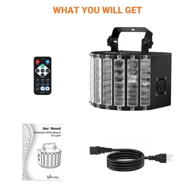 Alt view image 7 of 7 - DJ Disco Party Light: Compact Derby Effect | RGBW Beam Output Through 48 Lenses - Remote Sound Activated DMX Control - Easy Setup Great for Dance Wedding Gig Band Mobile Karaoke Bar Club Home Party