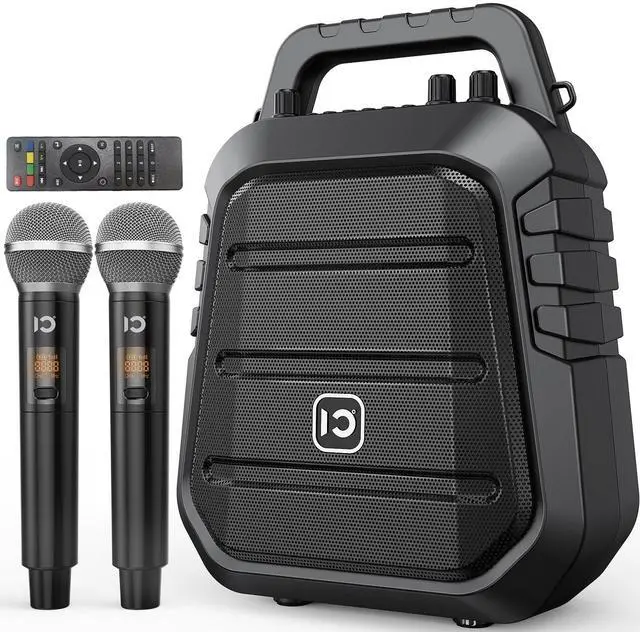 Main image of 100W Powerful Voice Amplifier with 2 Wireless Microphones | Portable Speaker with Microphone, PA System with Sound Effects, Karaoke Machine Support BT/USB/TF Card/Aux/Guitar