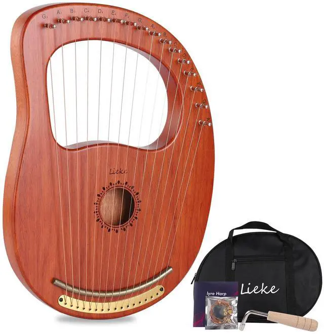 Main image of Lyre Harp 16 Strings with Bag Tuning Wrench,Metal Strings,Mahogany Body and Copper Saddle,Professional Lyre Harp instrument Gift for Beginner Musician