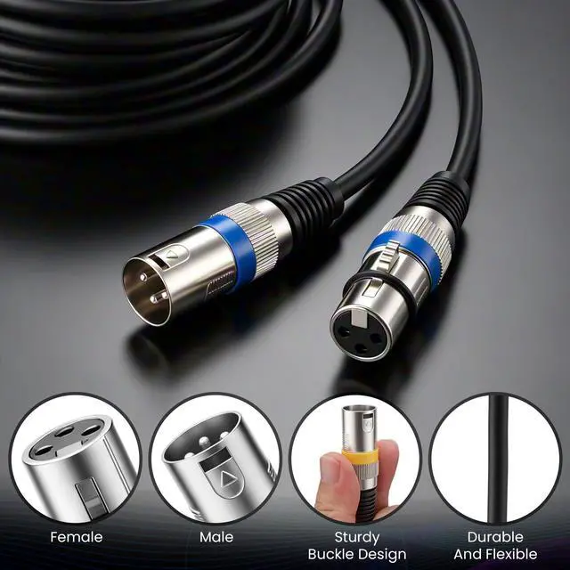 Alt view image 2 of 6 - 12 Pcs 25 Feet XLR Cable, 3-Pin XLR Male to Female Premium Balanced Microphone Cable, Stage Grade All Copper Conductors for Studio DJ Podcast Mixers Mics PA System(Multicolor)