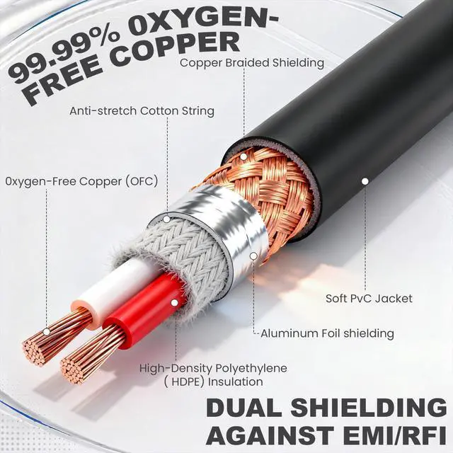 Alt view image 3 of 6 - 12 Pcs 25 Feet XLR Cable, 3-Pin XLR Male to Female Premium Balanced Microphone Cable, Stage Grade All Copper Conductors for Studio DJ Podcast Mixers Mics PA System(Multicolor)